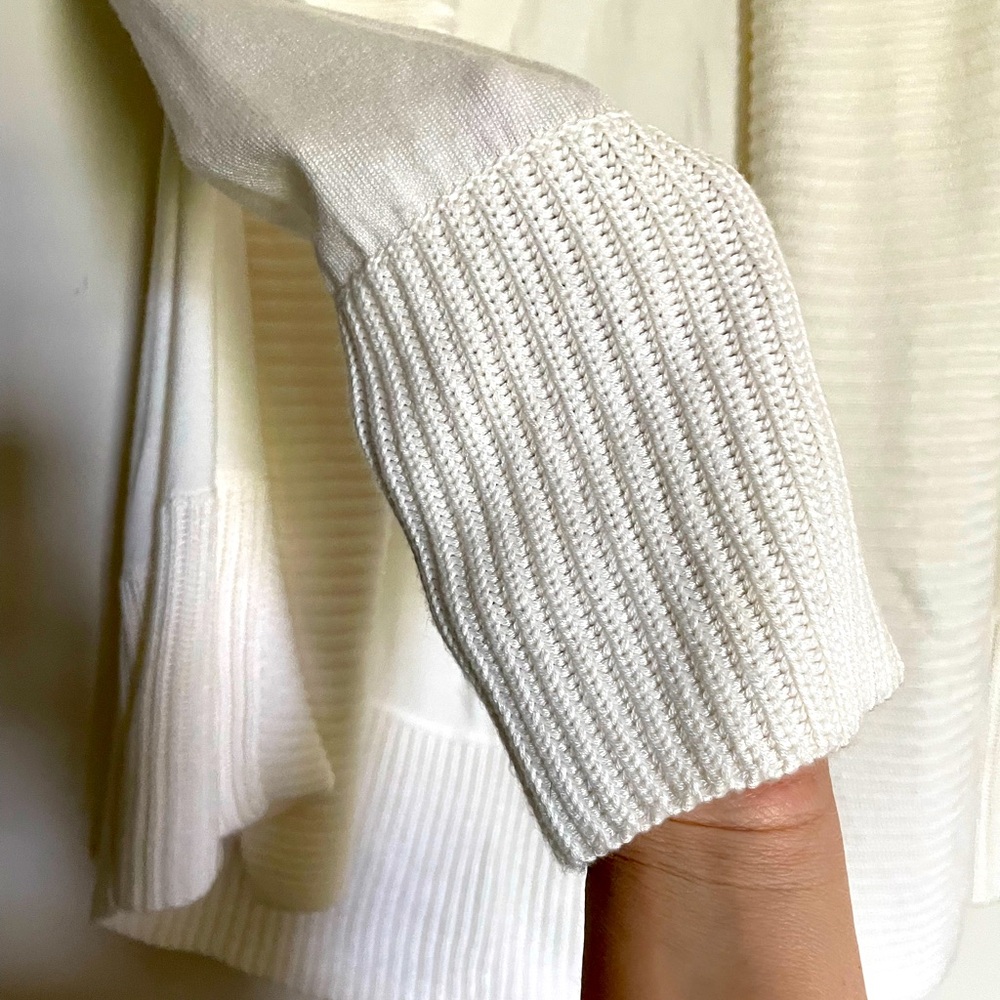 Long sleeve open cardigan white cowl Small